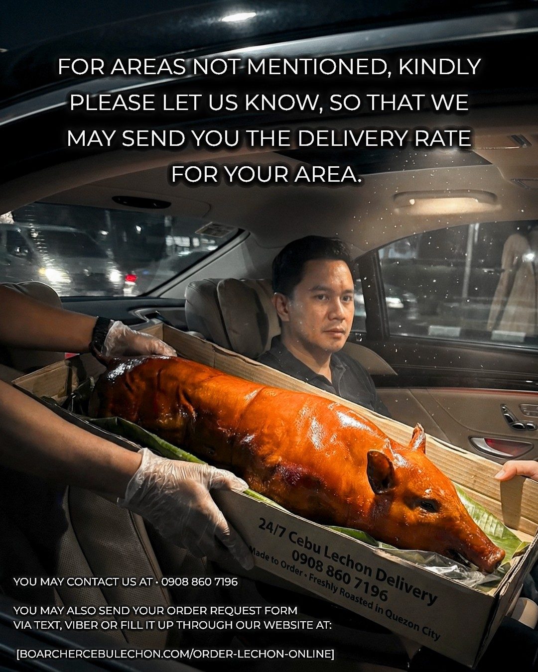 Delivery areas and contact details for Boarcher Cebu lechon delivery in Greater Metro Manila