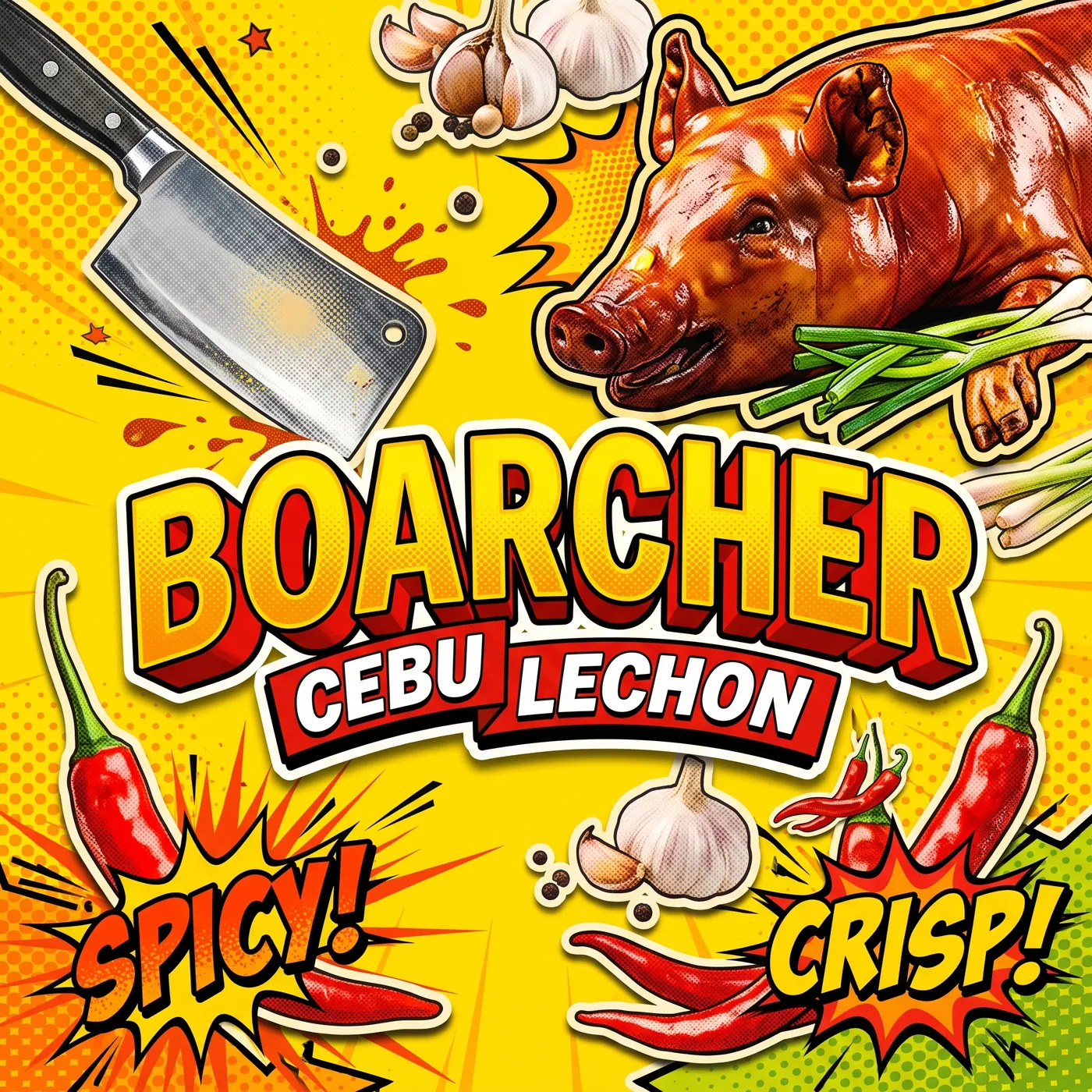 Collage of cebu lechon elements