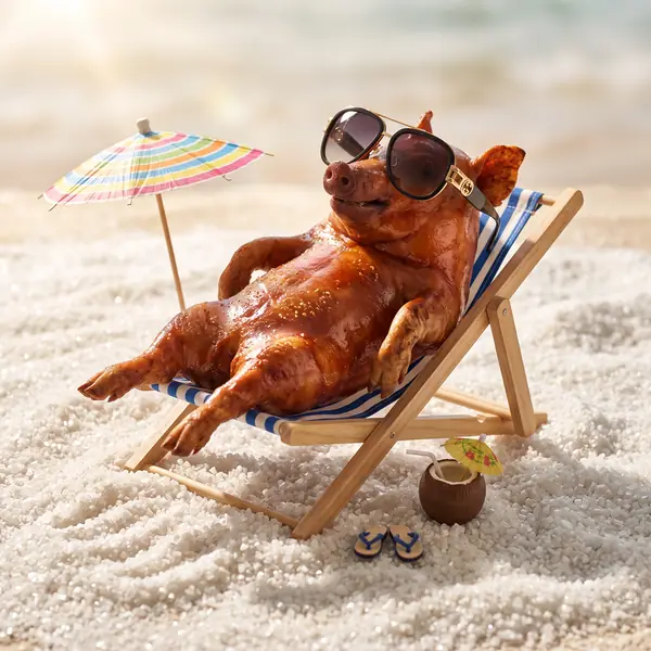 Designer sunglasses on lechon