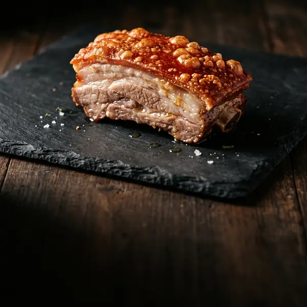 Lechon rib slice on board