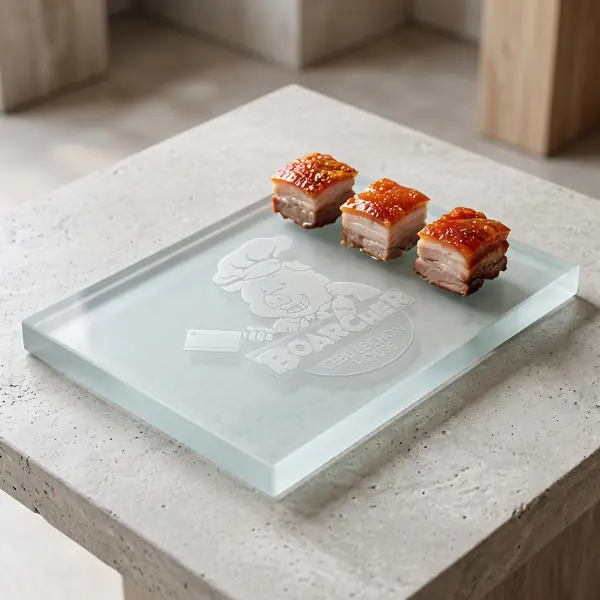Logo on glass slab