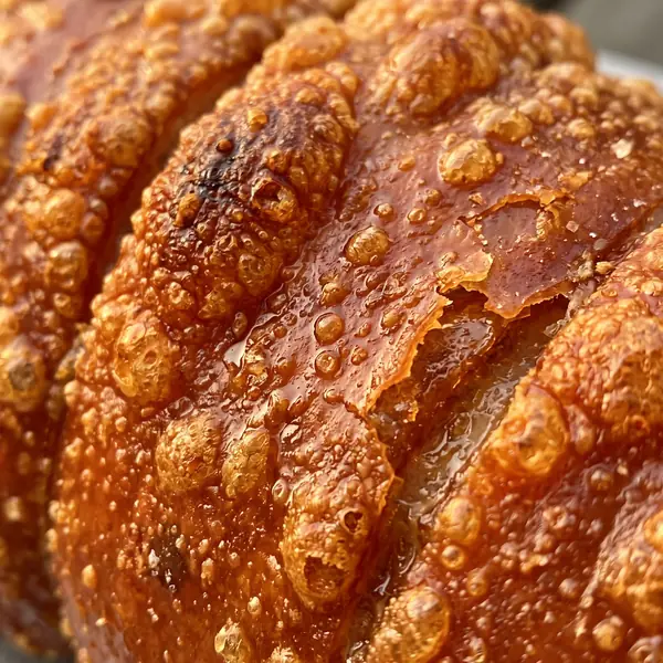 Macro shot of lechon skin