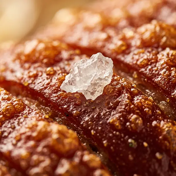 Sea salt on lechon skin