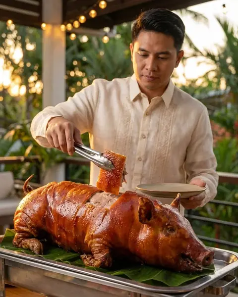 Serving crispy cebu lechon skin