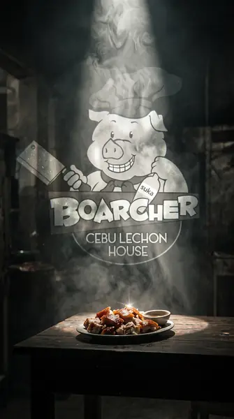 Spotlight illuminating plate of lechon