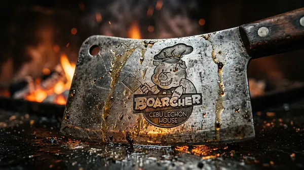 Steel cleaver with pig logo